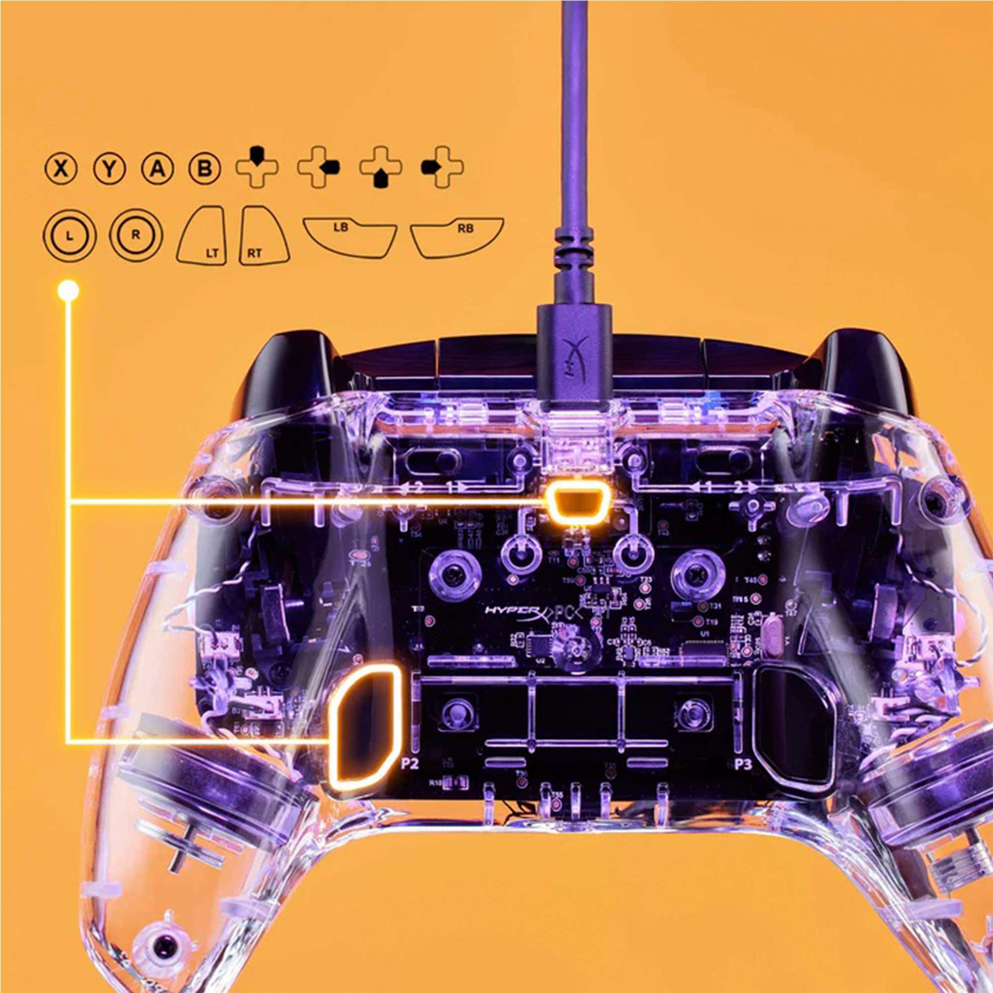 Joystick Hyperx Clutch Gladiate Rgb Color Transparente